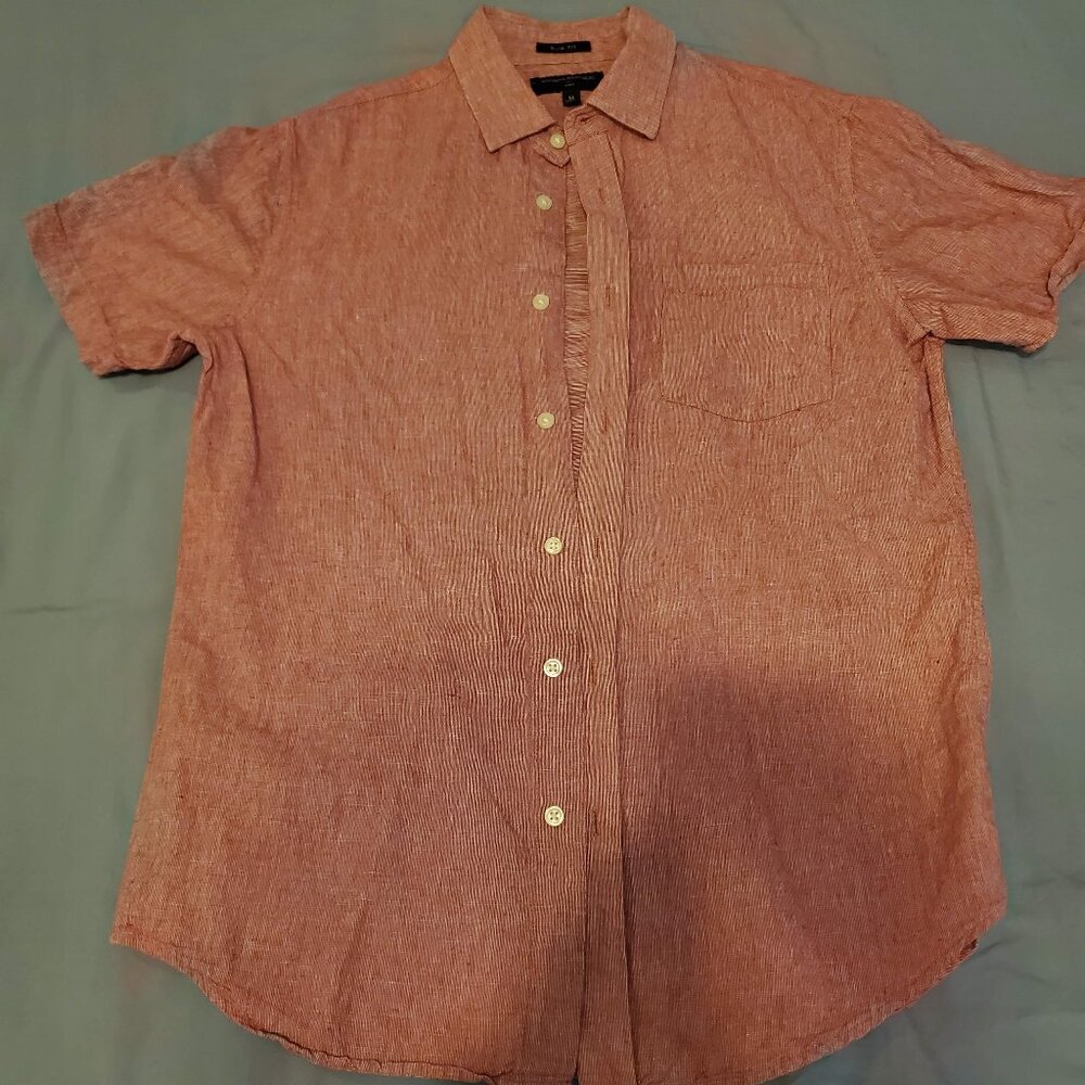 Banana Republic linen slim-fit SS button-down shirt